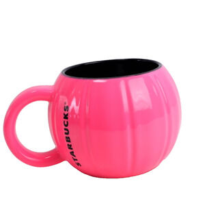 Starbucks Fall 2023 Neon Hot Pink Pumpkin Halloween Ceramic Mug 12oz Coffee Cup